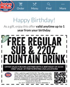 jersey mike's birthday special