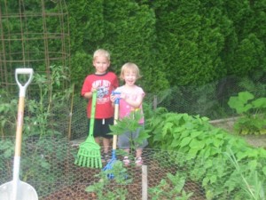 Gardening, kids, siblings, outdoors